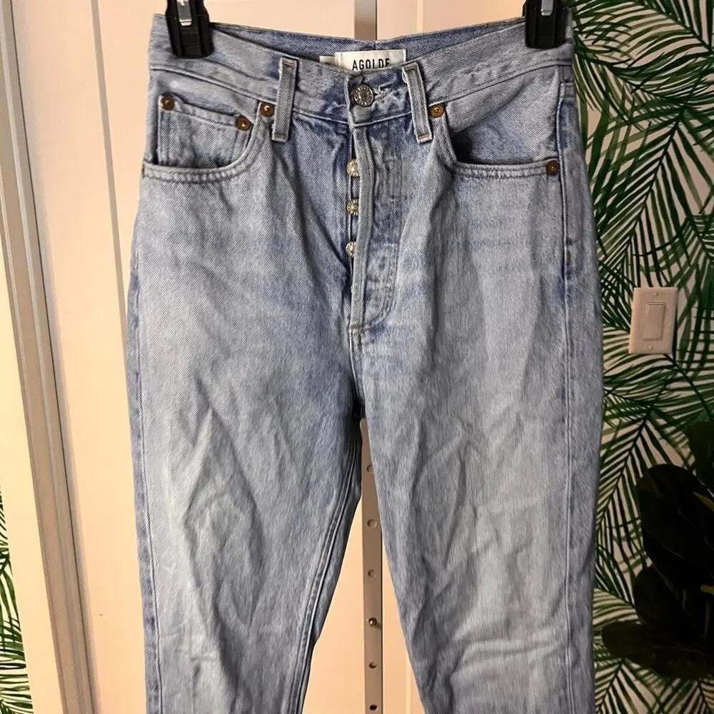 Agolde Riley High Rise Button Fly Jeans Size 23 - Picture 4 of 13